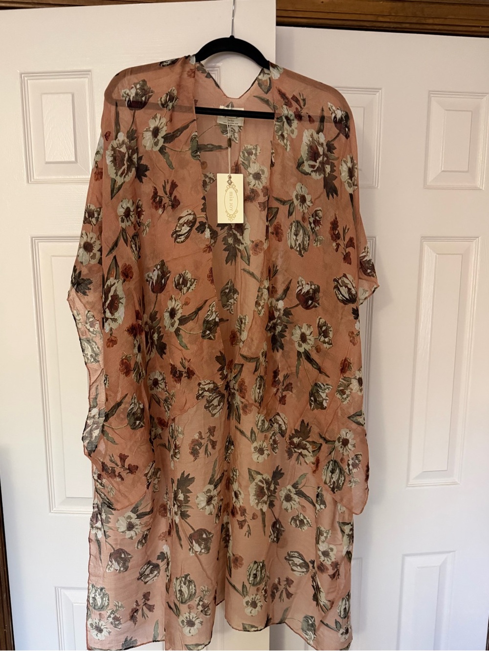 Mia Joy Floral Sheer Dusty Rose Kimono Cover-Up